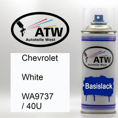 Chevrolet, White, WA9737 / 40U: 400ml Sprühdose, von ATW Autoteile West.